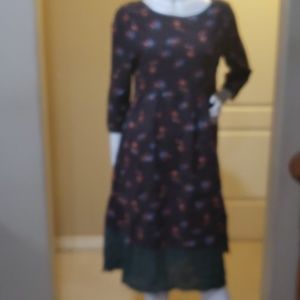 Hidden Alley, floral dress with plaid trim bottom